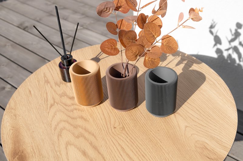 Earth Tone Round Ripple Organizer – Modern Geometric Storage Solution for Desk, Office, or Home Décor, Makeup Brush Holder, Office Desk Deco