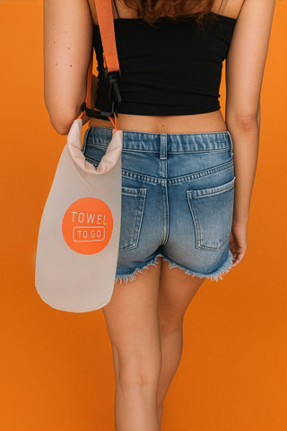 TOWEL TO GO Roll N Go Dry Bag 5L | Waterproof Transparent Beach Pool Surf Bag | Orange