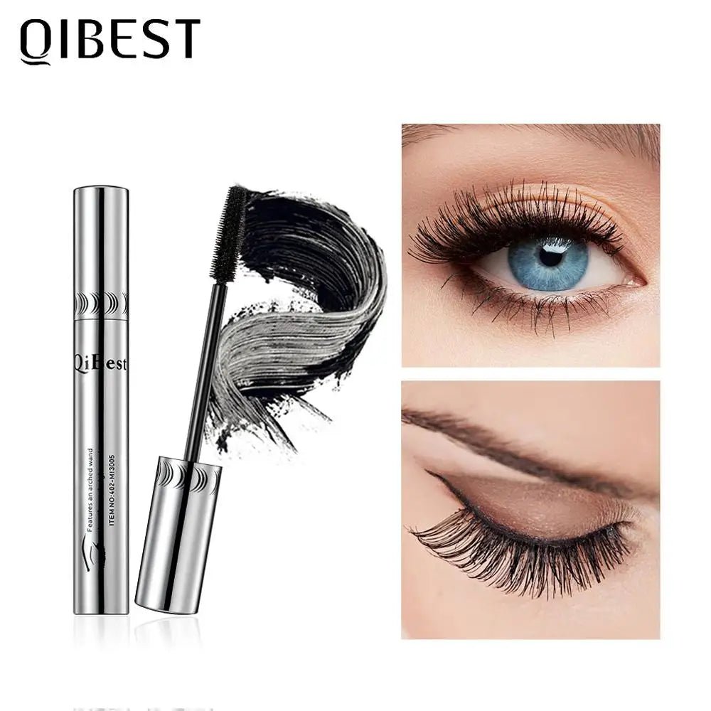 QIBEST Zwarte Mascara Wimpers Mascara 4D Zijdeachtige Wimpers Verlenging Wimpers Make-Up Waterproof Mascara Volume Oog Cosmetica