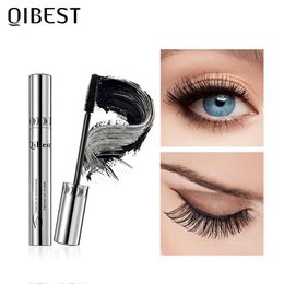 Máscara de pestañas QIBEST negra, máscara de pestañas 4D, pestañas sedosas, alargamiento de pestañas, maquillaje, máscara resistente al agua, cosméticos para ojos con volumen