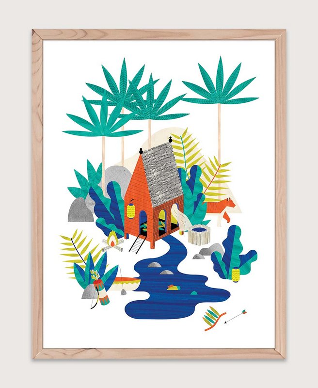 Poster- Hut in de jungle