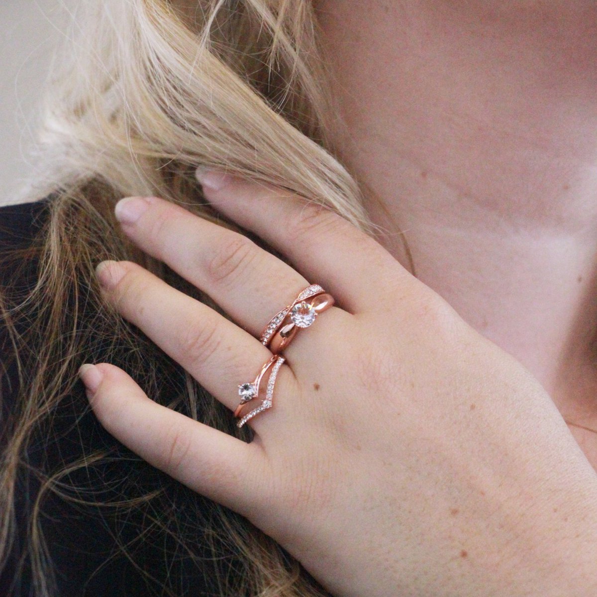 Bague Zinnia - Or Rosé et Cristal