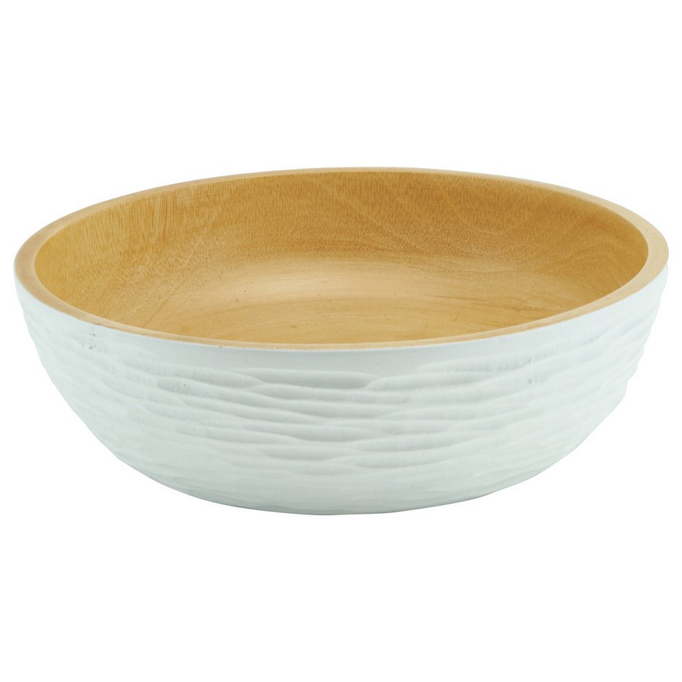 Ciotola in legno - fruttiera - insalatiera - modello Carved Low - bianca - diverse misure
