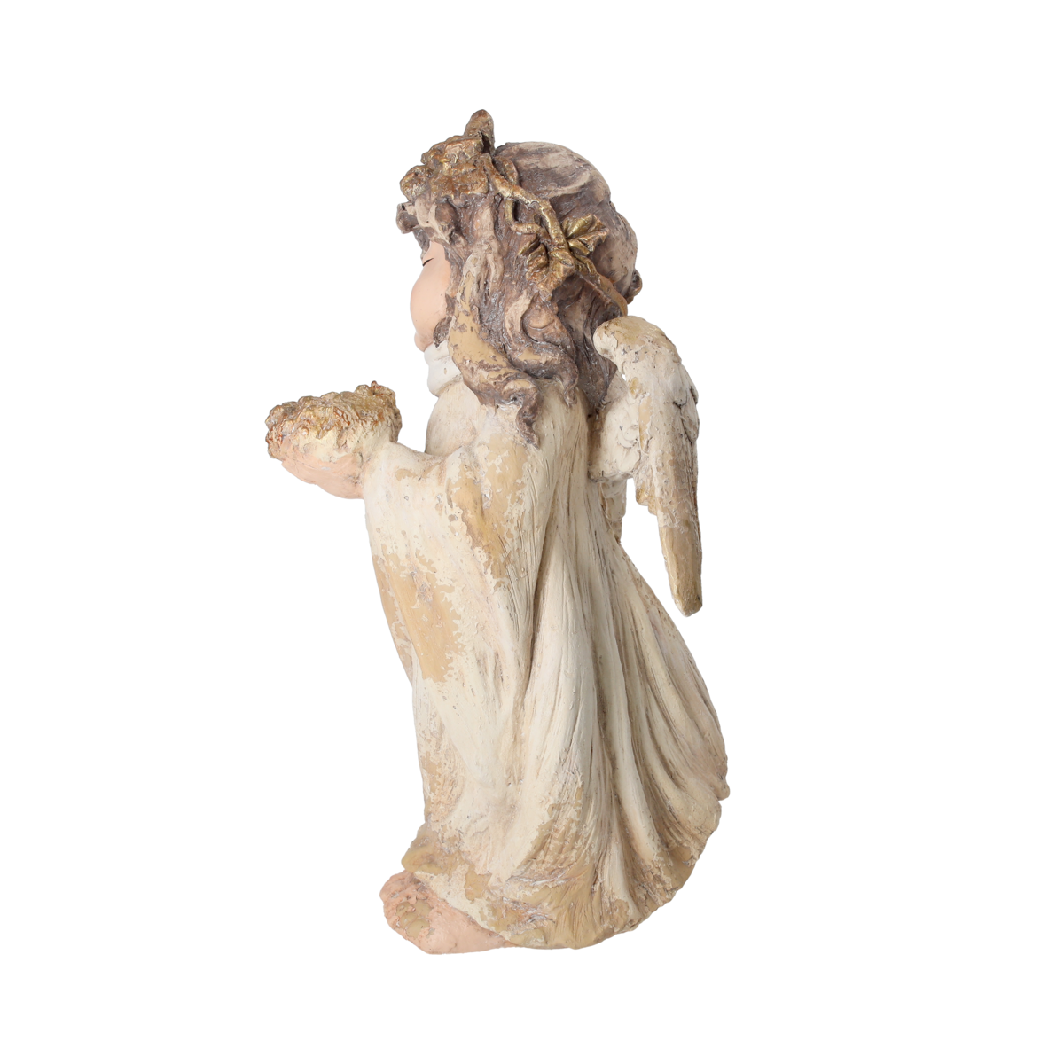 Angel candle holder in ivory resin h 55x32x27 cm