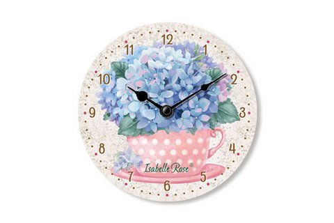 Holzuhr Tasse Blumen 12 cm Isabelle Rose