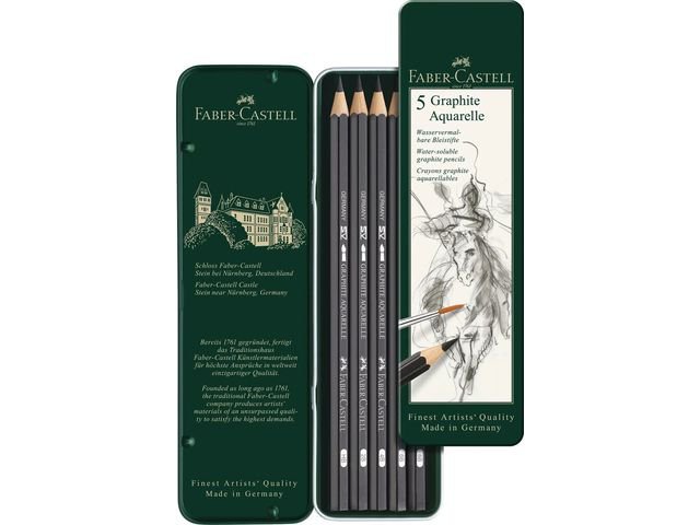 Aquarelpotlood FC Graphite etui a 5 stuks HB/2B/4B/6B/8B