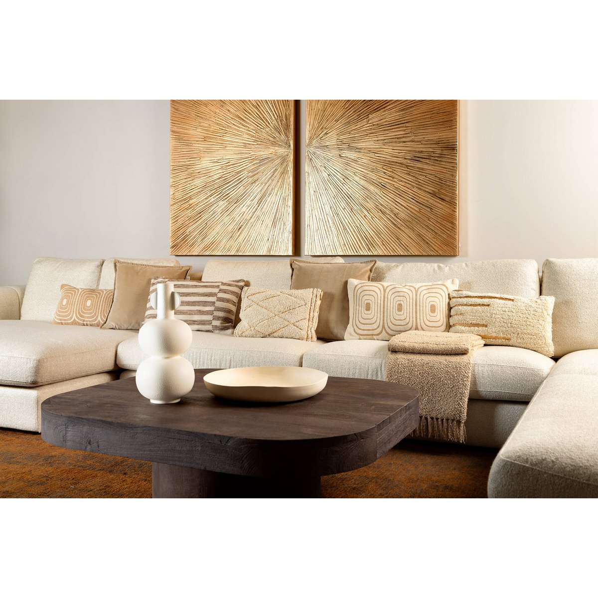 Dutch Decor DUUK - Cushion 30x50 cm - Tofu - beige with gold