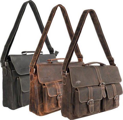 Messenger -Tasche aus Büffelleder für 15,6 -Zoll -Laptops in Cognac -Farbe