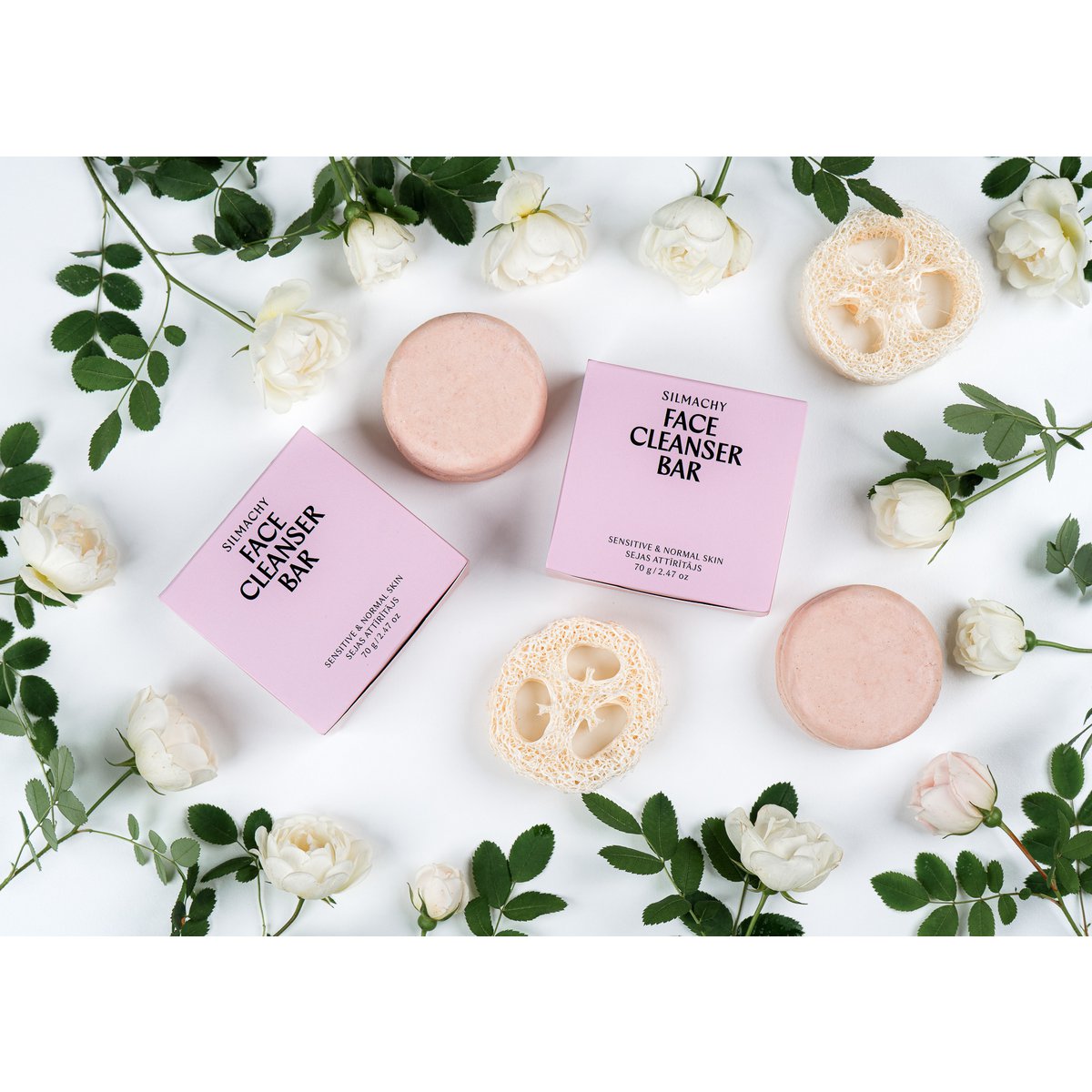 Limpiador de cara suave y espumoso con mantequilla de arcilla y karité rosa - para una piel sensible y normal - calidad artesanal
