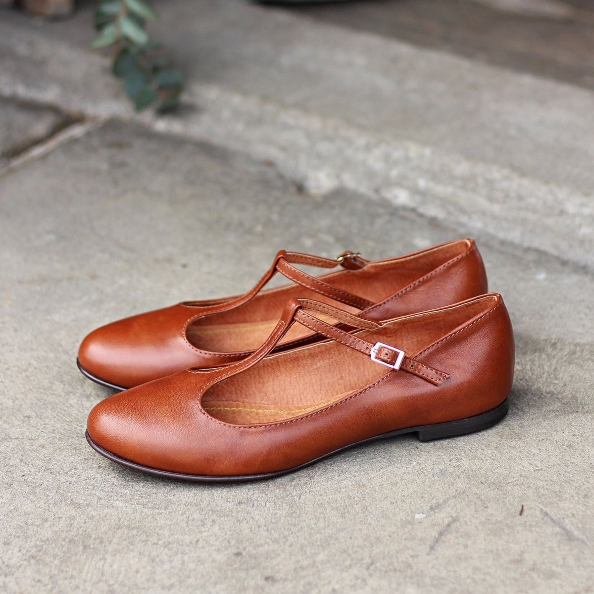 Lederballerinas - Lotta - Cognacbraun 34-42