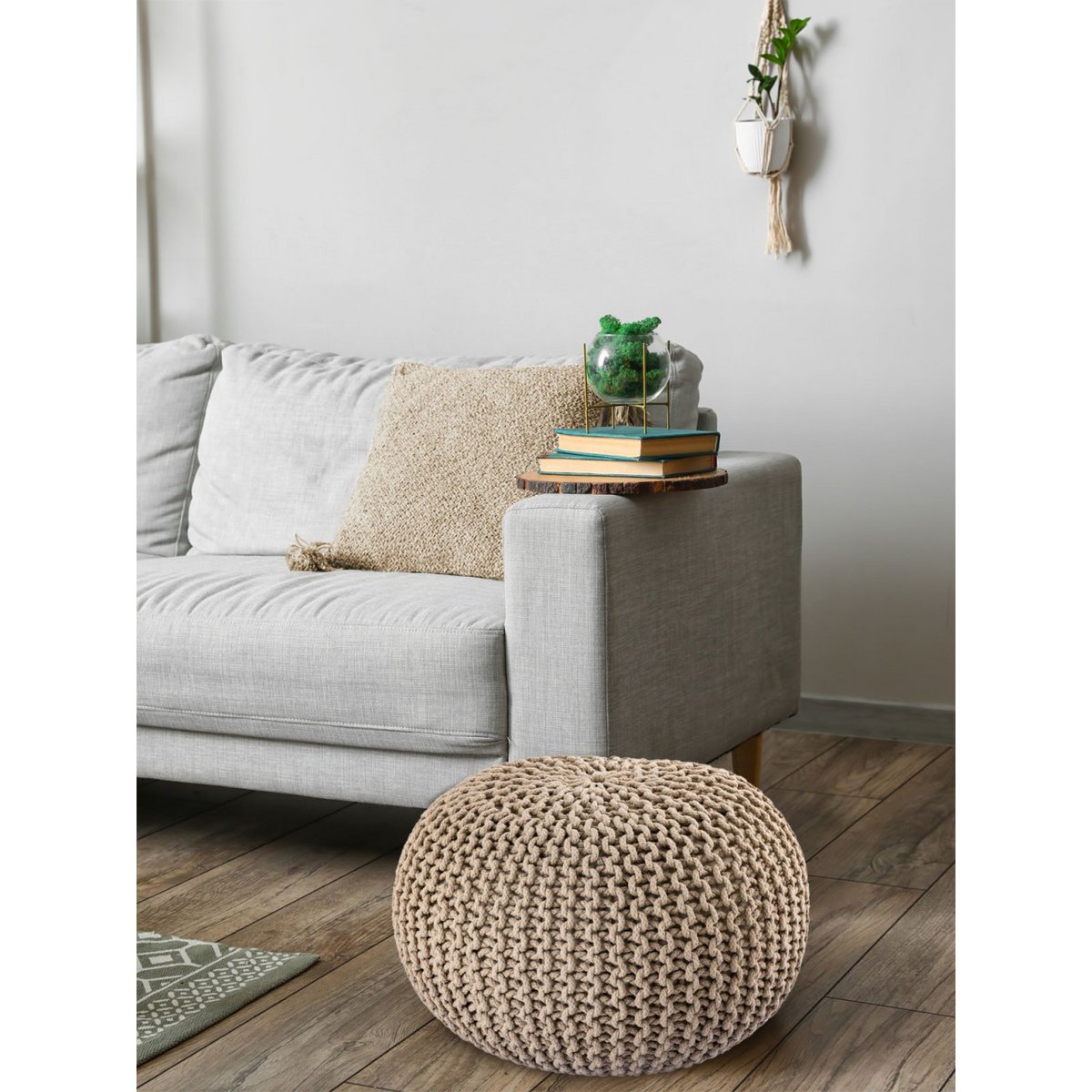 Pouf Ø 55 h 37 h 37 tabouret de tricot siège de planche de sol de pouf durable