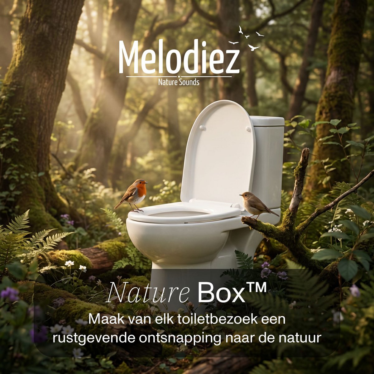 Melodiez Vogelhuisje Met Geluid - Box Incl. ledlicht, Batterijen en 5 Natuurlijke Vogel, Oceaan en Jungle geluiden - Delftsbaluw
