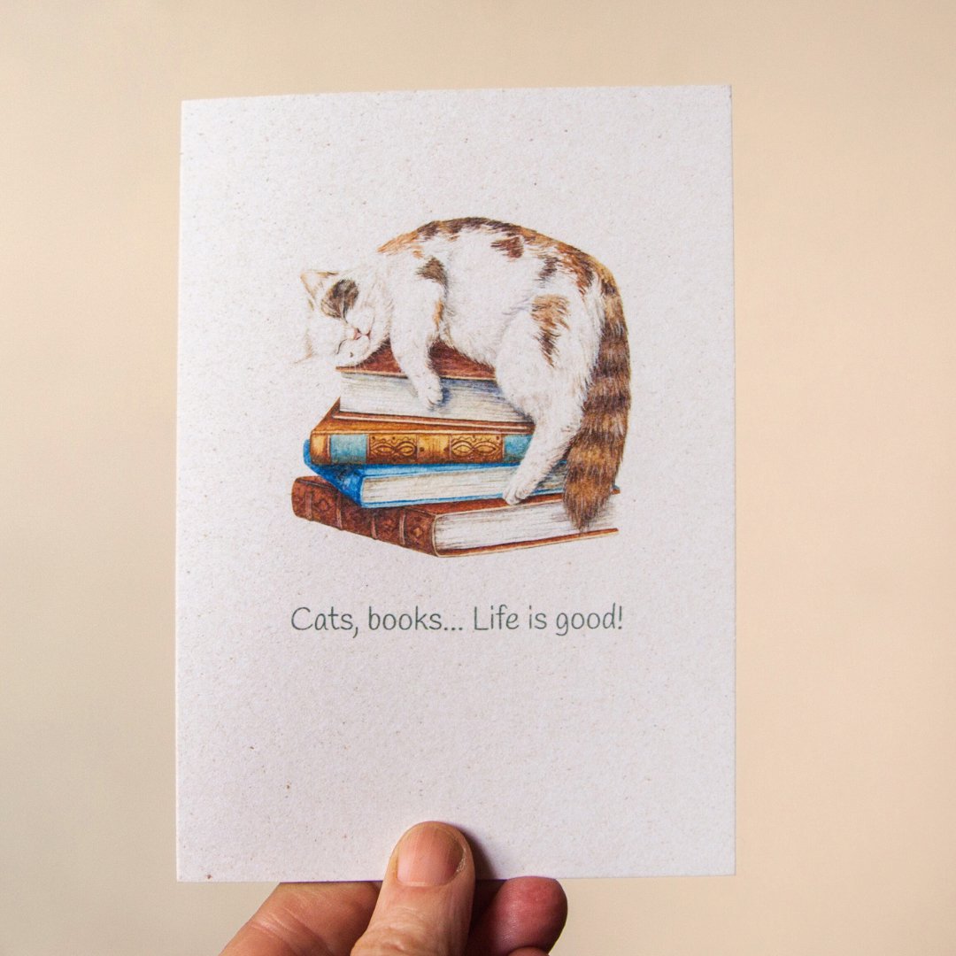 Cat and Book Lover's Give Back Greeting Card