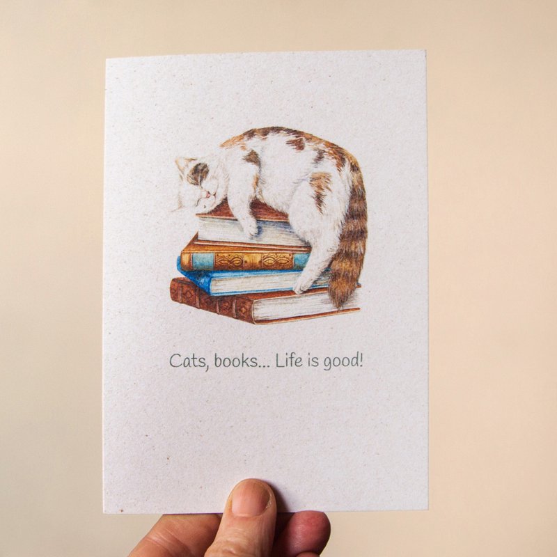 Cat and Book Lover's Give Back Greeting Card