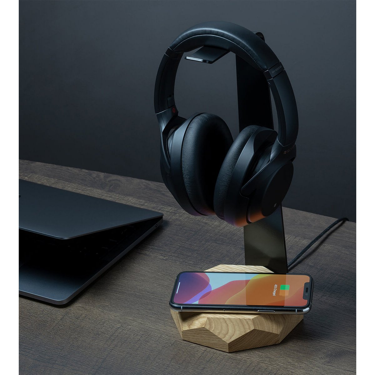 Soporte y cargador para auriculares 2 en 1
