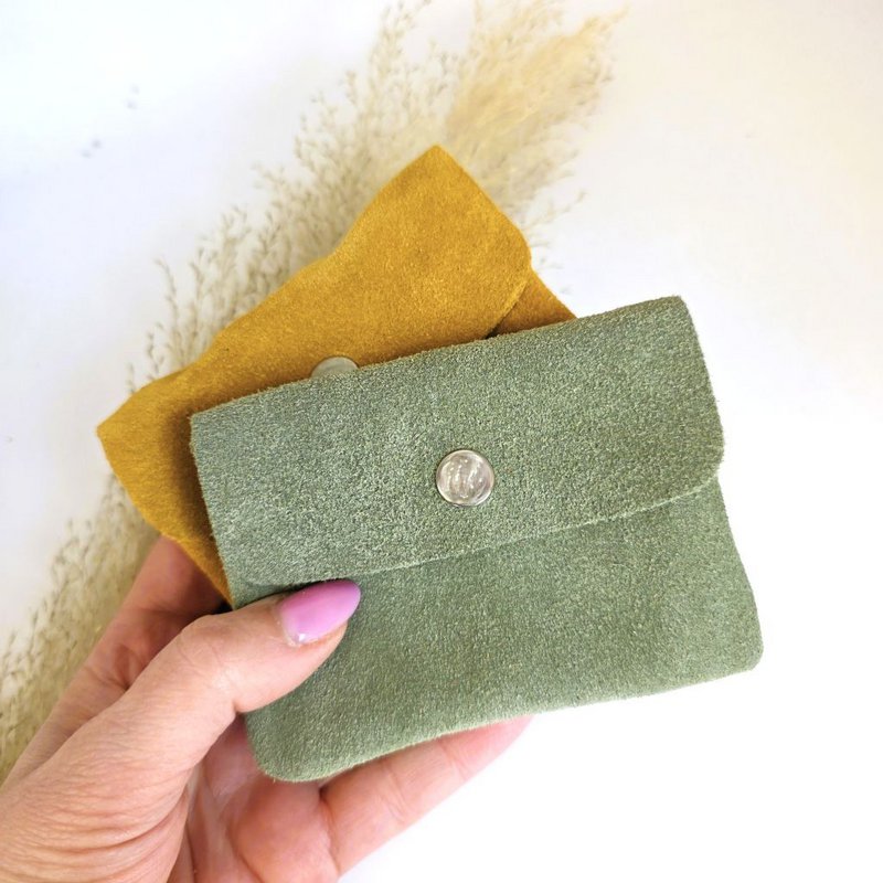 Mini portemonnee suède olive