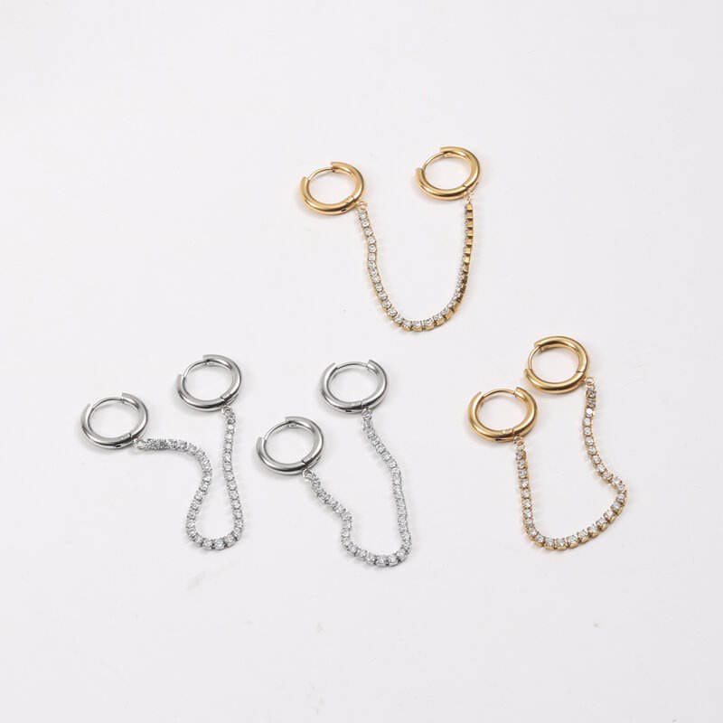 Chesil - Double Piercing Chain Earrings