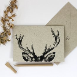 Folding card made of grass paper, antlers
