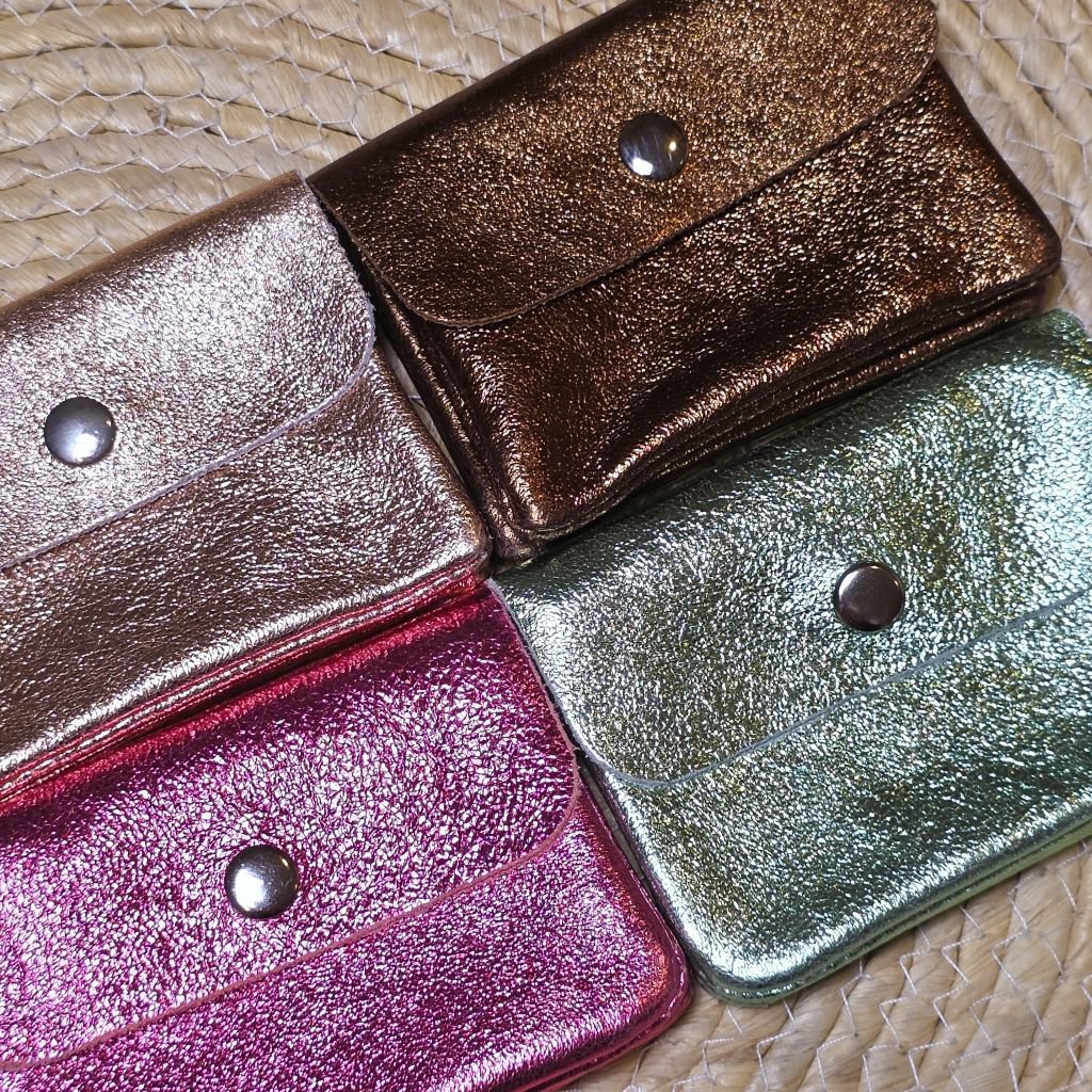 Mini-Geldbörse in Metallic-Mintgrün