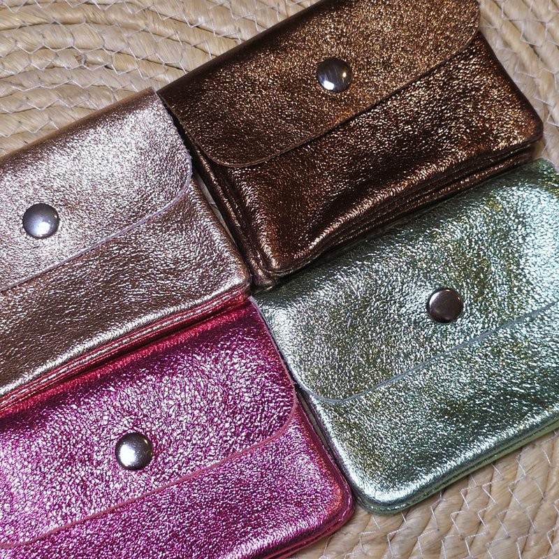Mini-Geldbörse in Metallic-Mintgrün