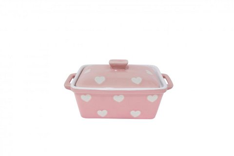 Pink butter dish with hearts Isabelle Rose