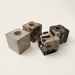 Teelichthalter aus versteinertem Holz – 9 × 9 × 9 cm | Gemischte Auswahl