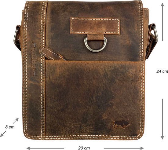 Cognac -colorowana skórzana torba na ramię z Arrigo - wszechstronna torba crossbody