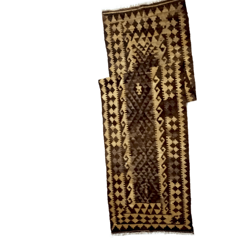 Alfombra Kilim antigua de maíz y cebada