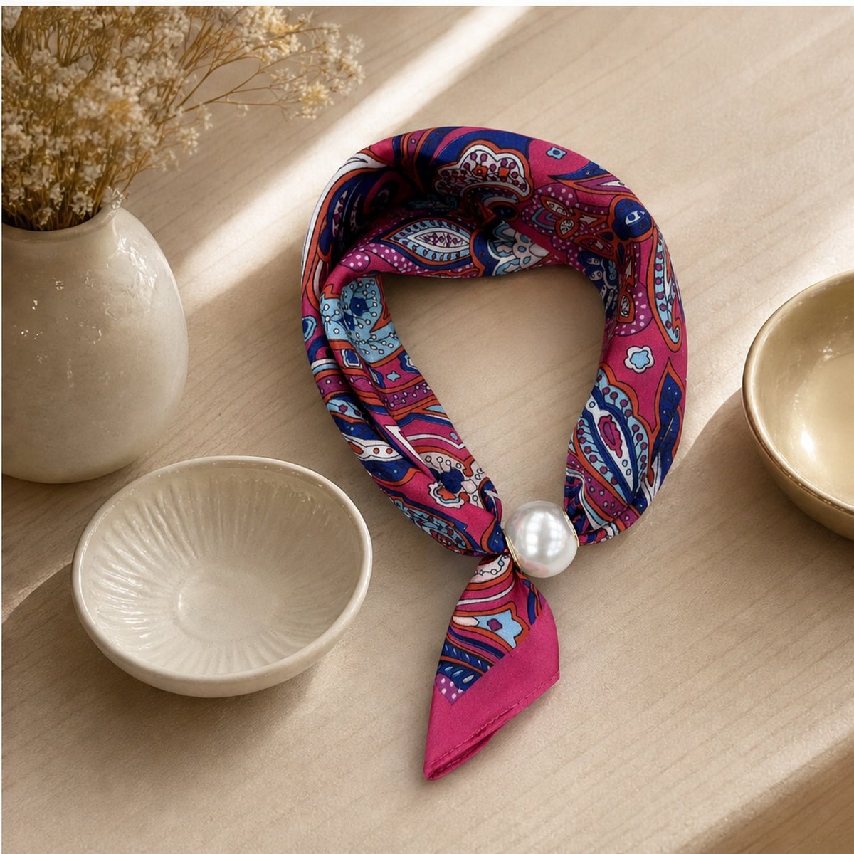 HS Parelsjaal Satijnprint Paisley - Meerdere Prints