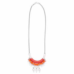 ANDES collana a catena in argento con perle di corallo e arancio