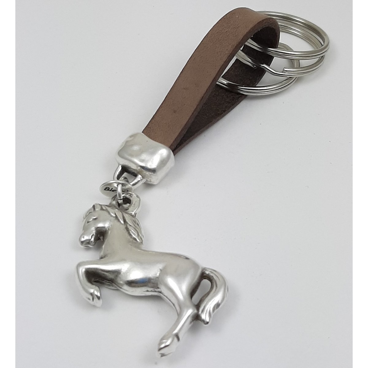 Sleutelhanger I love Horses vintage bruin