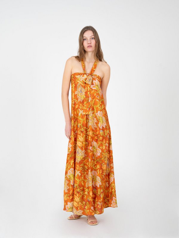 Abito con stampa floreale arancione Oracle