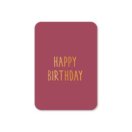 Minikaart Happy birthday - paars (met goudfolie)