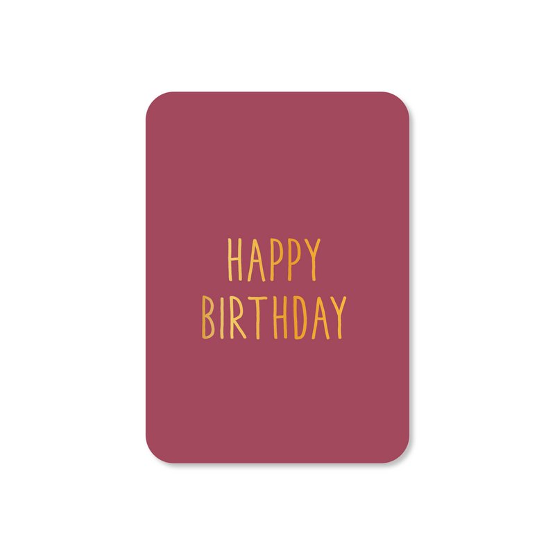 Minikaart Happy birthday - paars (met goudfolie)
