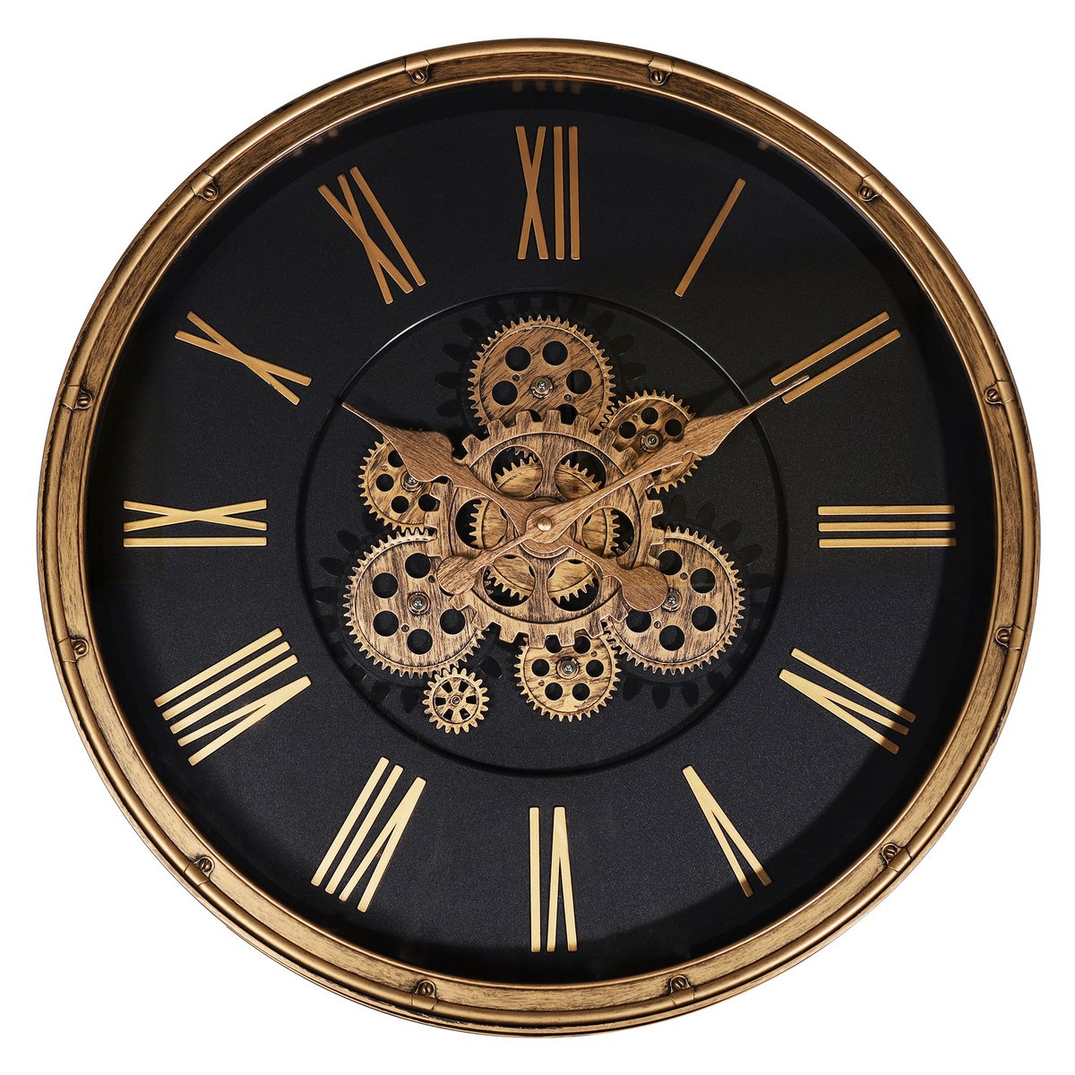 Skelett-Wanduhr im Industrial-Vintage-Look, Ø 50,5 cm, rosegoldfarben/ schwarz