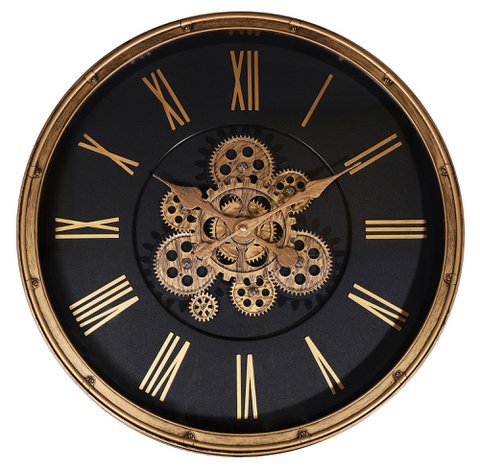 Skelett-Wanduhr im Industrial-Vintage-Look, Ø 50,5 cm, rosegoldfarben/ schwarz