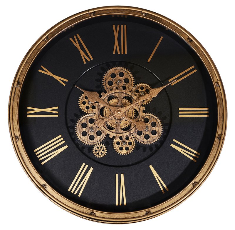 Skelett-Wanduhr im Industrial-Vintage-Look, Ø 50,5 cm, rosegoldfarben/ schwarz