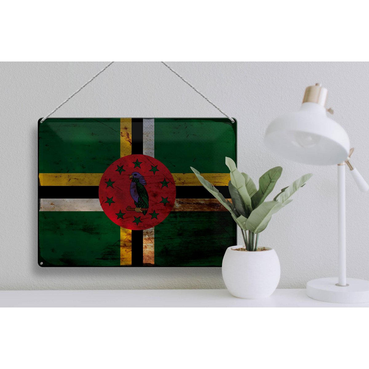 Blechschild Flagge Dominica 40x30cm Flag of Dominica Rost