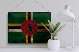 Blechschild Flagge Dominica 40x30cm Flag of Dominica Rost
