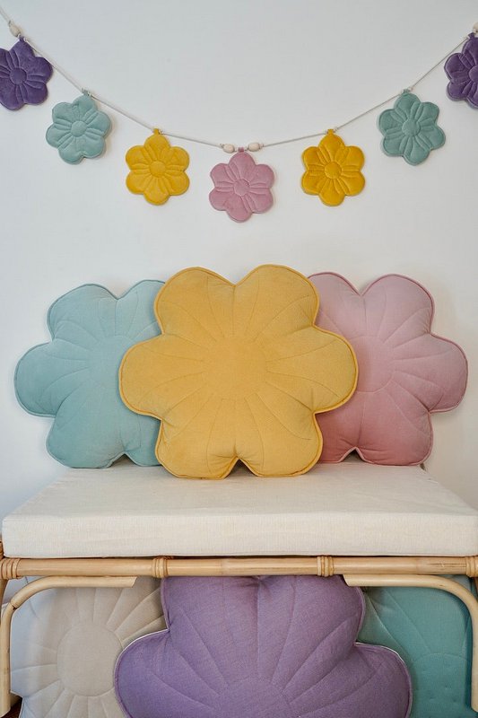 Guirlande fleurie velours "Bouquet arc-en-ciel"