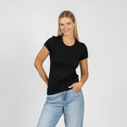 Damen Merino 160 Short Sleeve Crew Schwarz