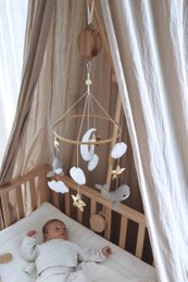 Handgemaakte Kleine Walvissen Muziekmobiel - Boxmobiel - Baby mobile - mobile wickeltisch