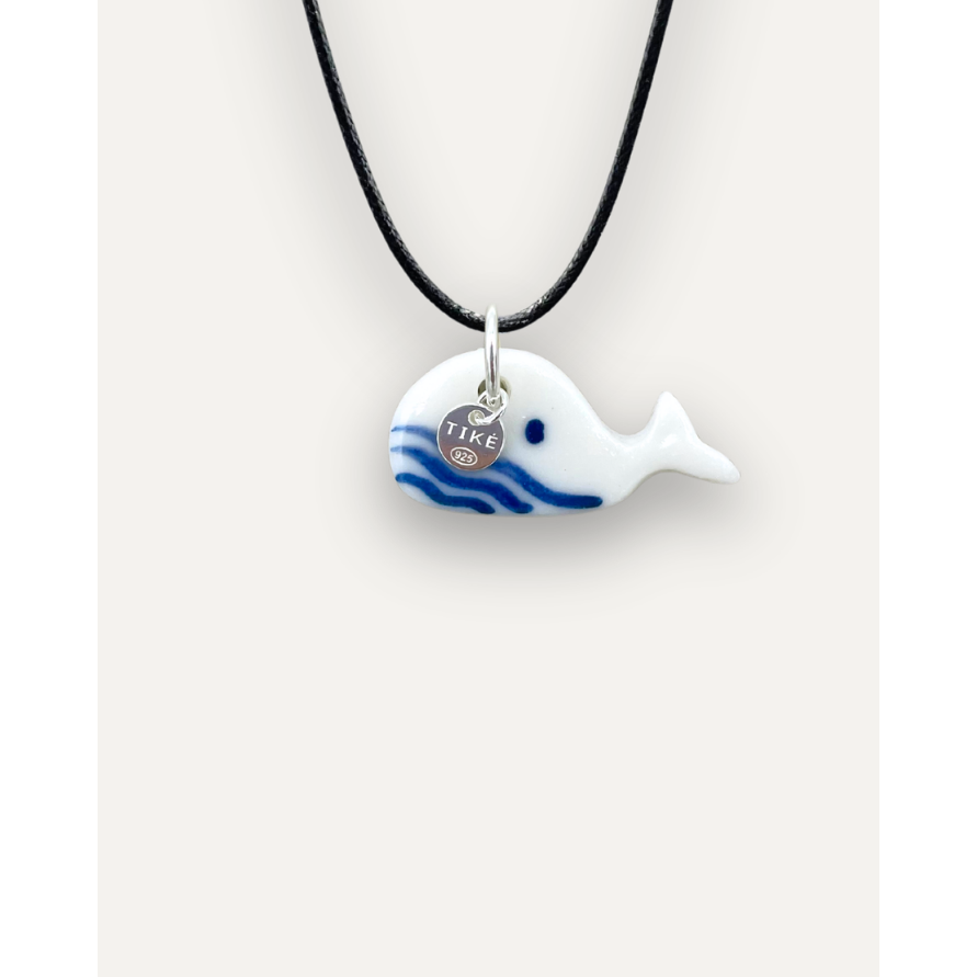 Charms - porseleinen hanger van blauwe vinvis