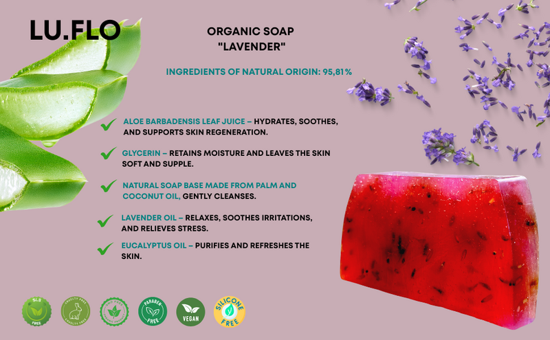Økologisk lavendel sæbe med glycerin og aloe vera