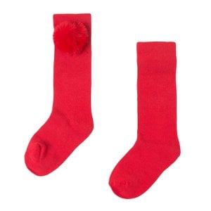 Mittlere Socken mit rotem Pompon