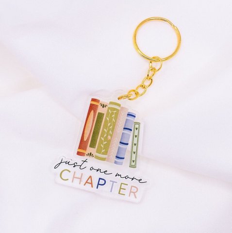 Sleutelhangerboeken die "nog één hoofdstuk" lezen acryl - cadeau-boekenwurm