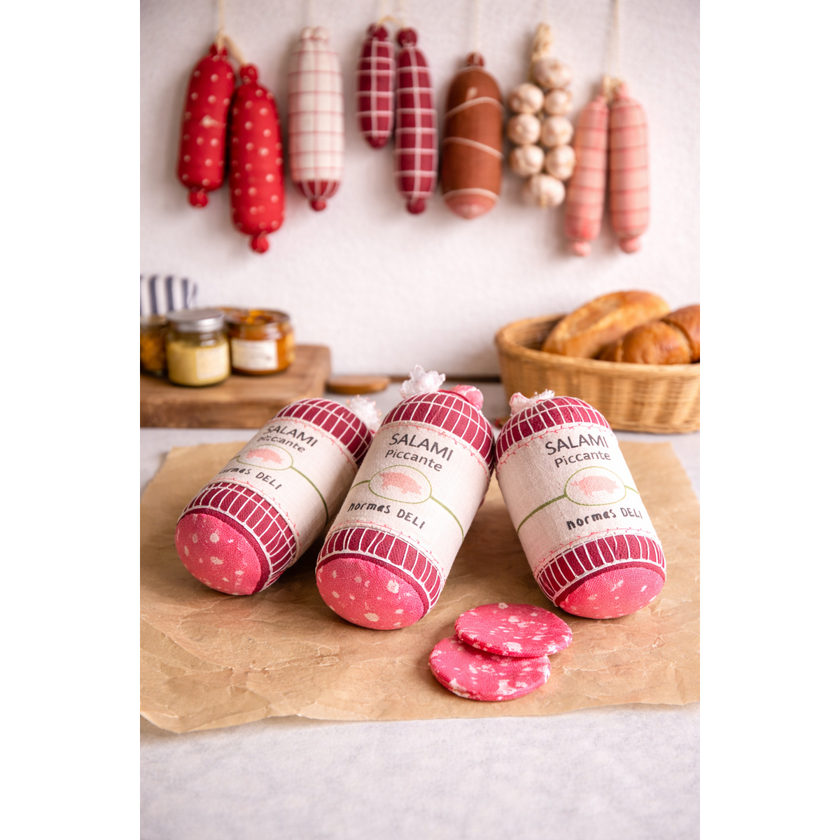 Salami Piccante Spielset – Handgefertigtes Stoffspielzeug – 1 Set