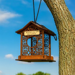 Mangeoire à oiseaux en bois pour petits oiseaux, décoration extérieure fonctionnelle pour jardins et patios