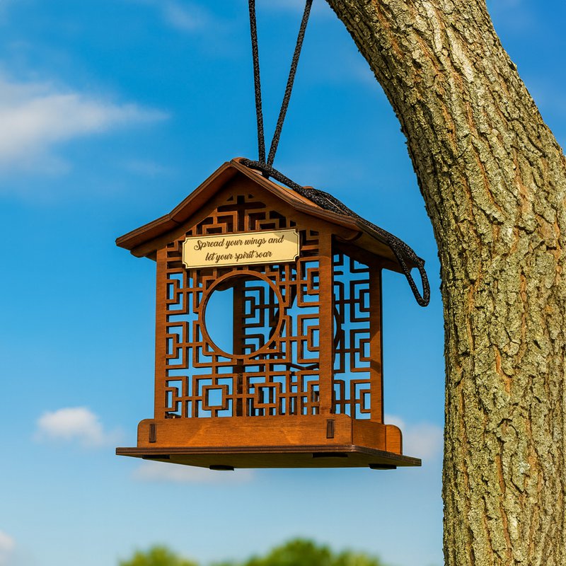 Mangeoire à oiseaux en bois pour petits oiseaux, décoration extérieure fonctionnelle pour jardins et patios