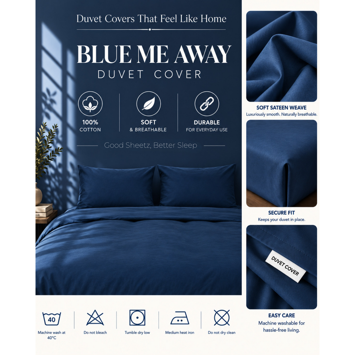 Housse de couette - Satin de coton 400 fils au pouce - Blue me away